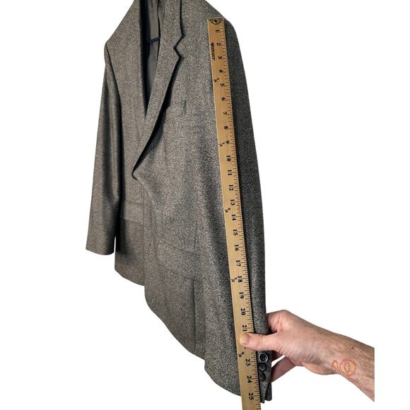 Oscar de la Renta 44R Tweed 100% Wool Blazer 2 Button Suit Jacket Gray Black - Picture 7 of 10